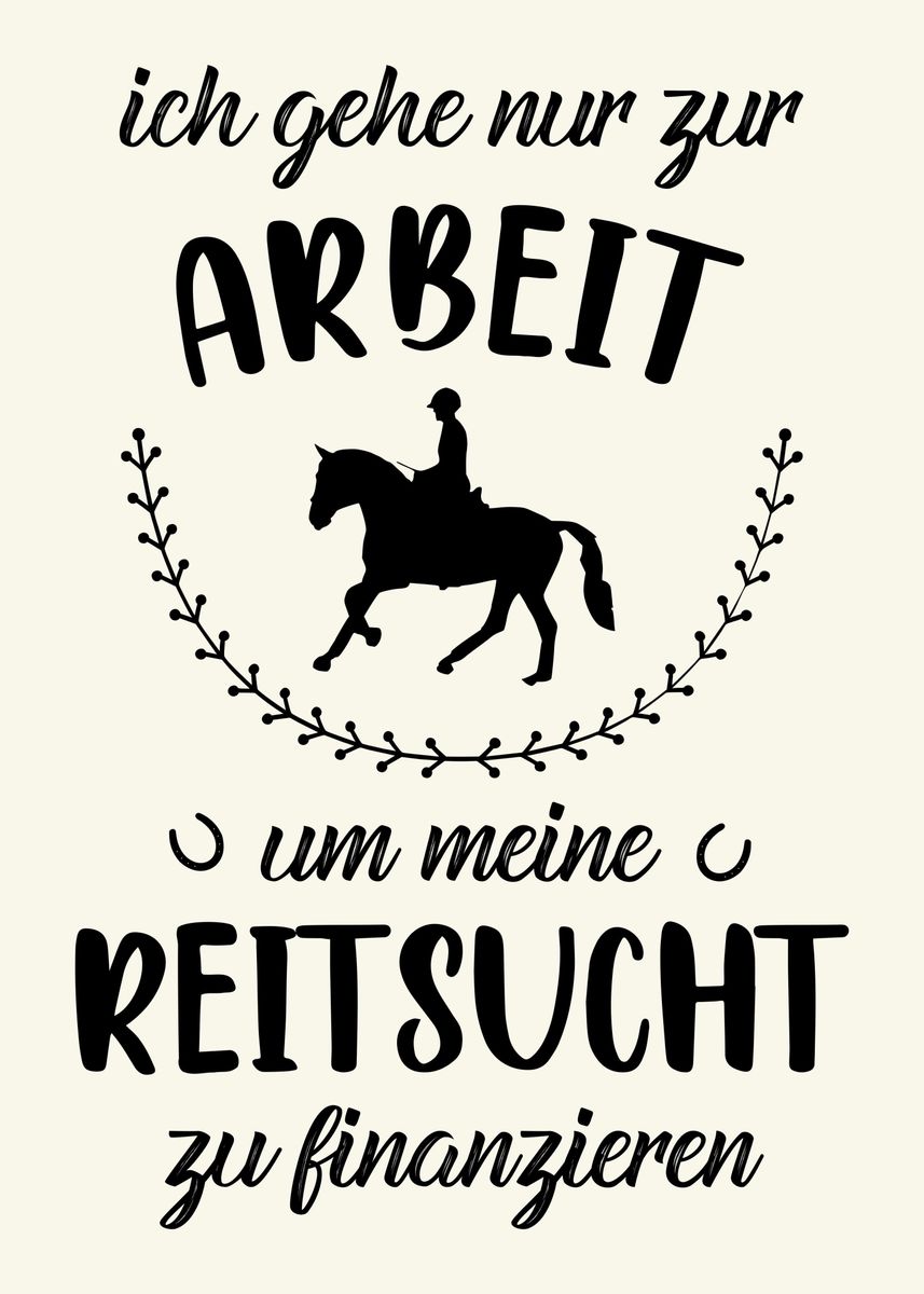 'Witziger Pferd Spruch' Poster, picture, metal print, paint by dvdesign