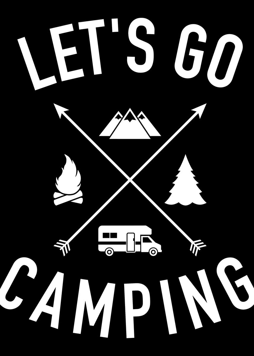 'Lets go camping RV' Poster, picture, metal print, paint by Designzz ...