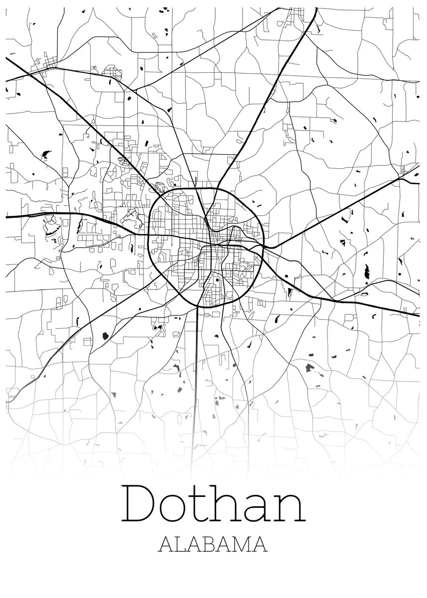 'Dothan Alabama City map' Poster, picture, metal print, paint by ...