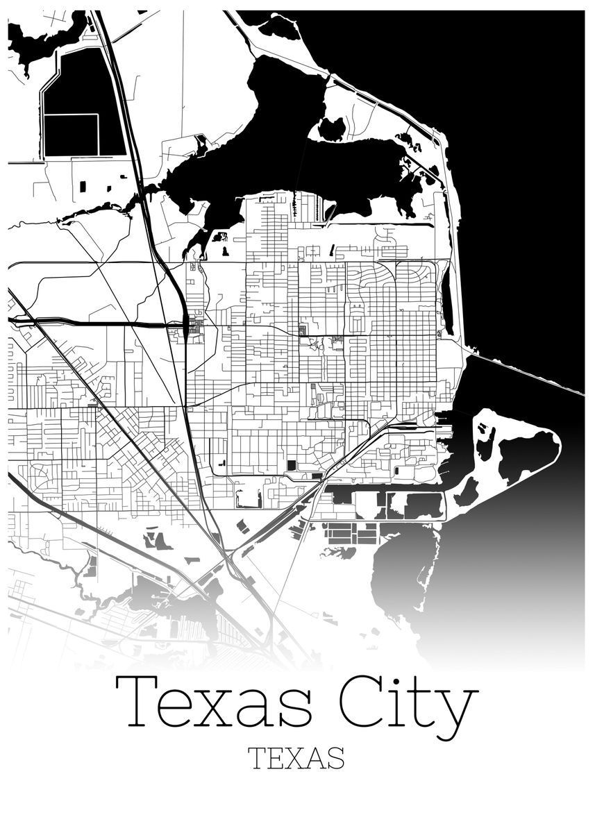 'Texas City map' Poster, picture, metal print, paint by RelDesign