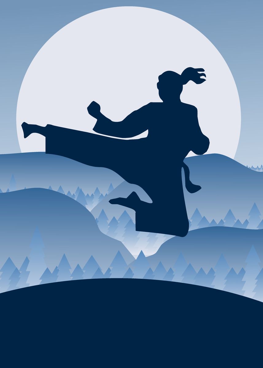 'Fly kick Karate' Poster, picture, metal print, paint by WallWonders ...