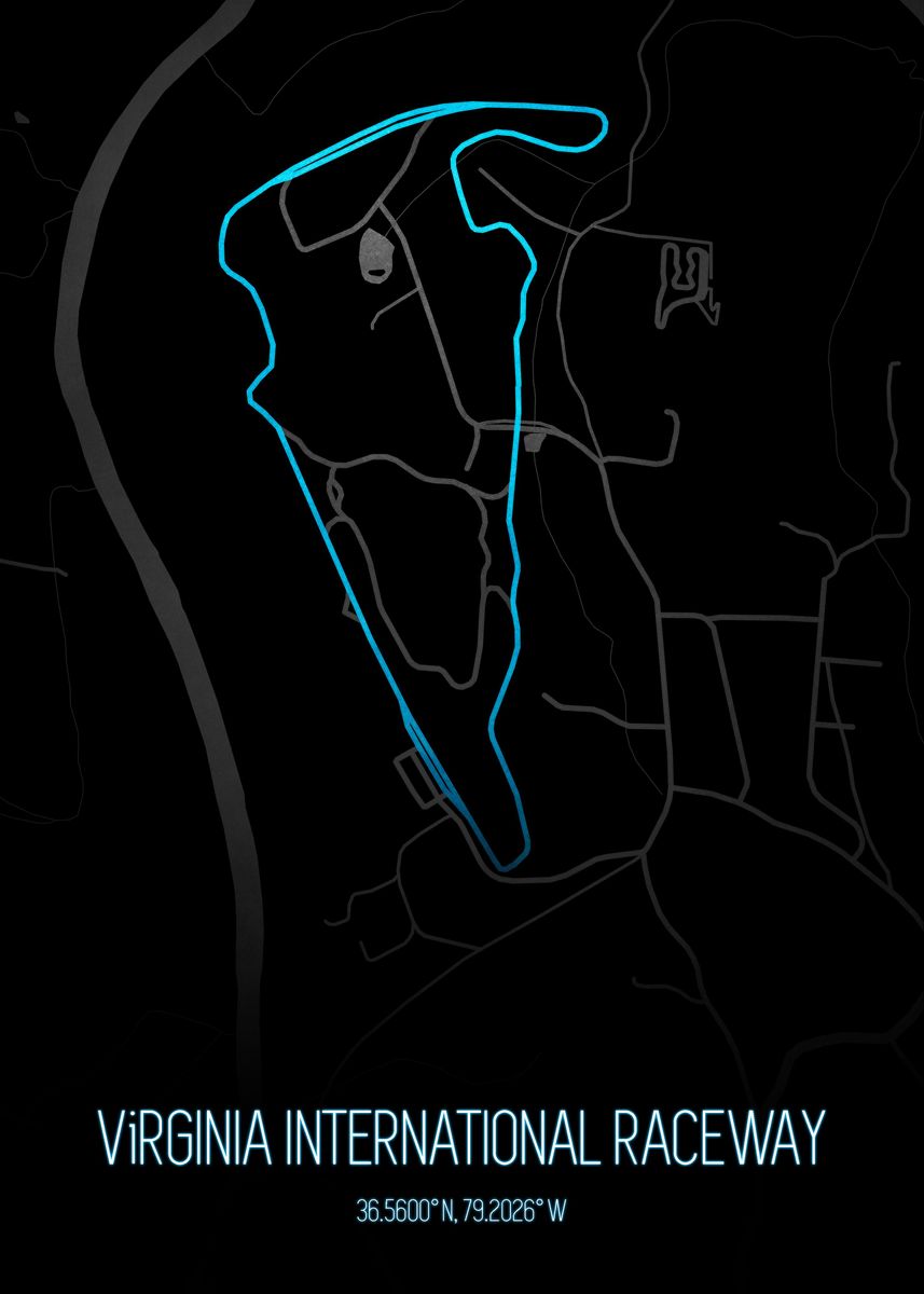 'ViR Raceway Map' Poster, picture, metal print, paint by The Trackless ...