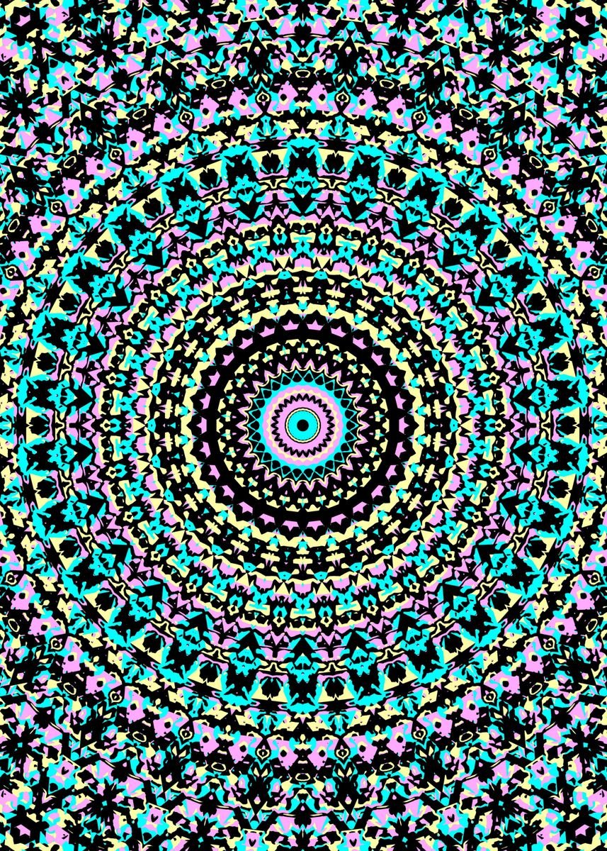 'Colorful Trippy Mandala' Poster, picture, metal print, paint by ...