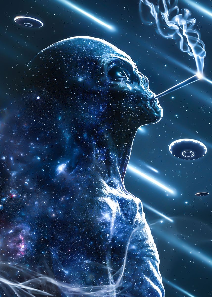 'Alien Smoke' Poster, picture, metal print, paint by AlexGraphex Displate