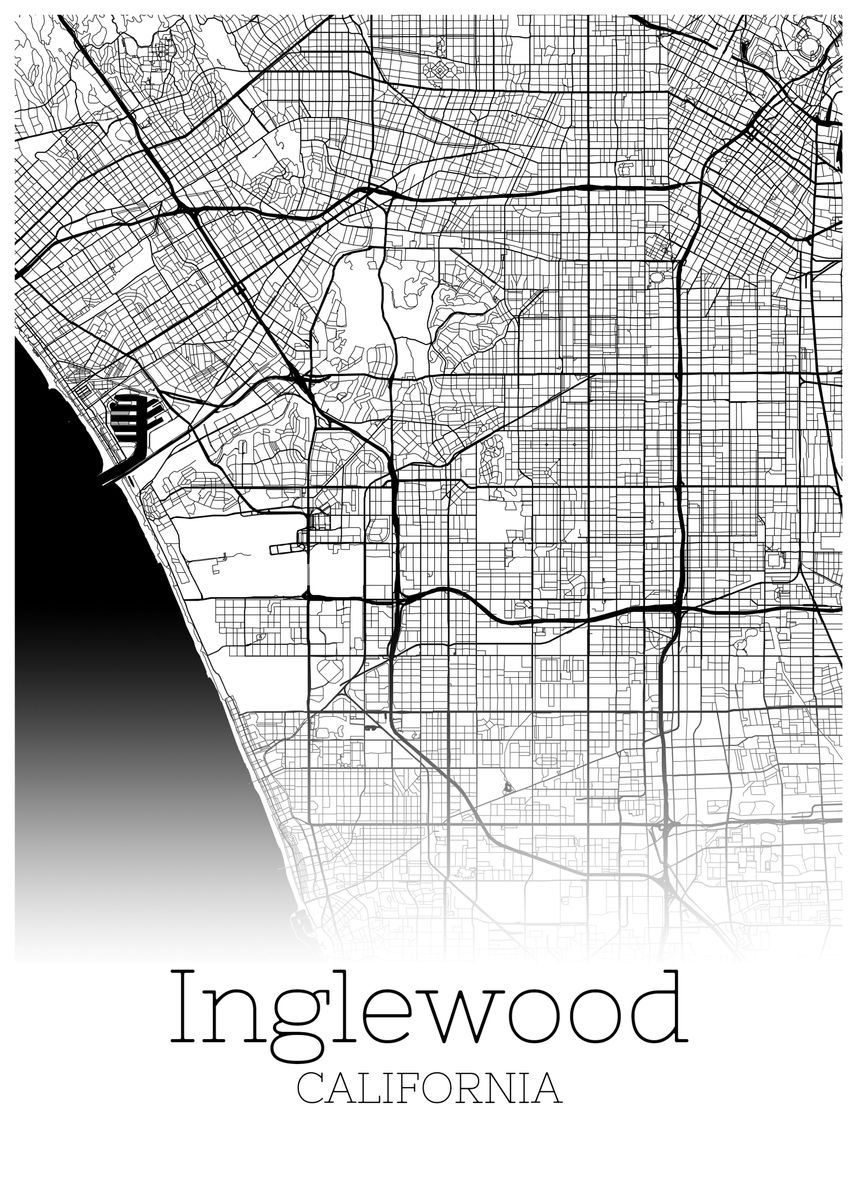 Inglewood California Map Poster By RelDesign Displate inglewood-california-map-poster-by-reldesign-displate