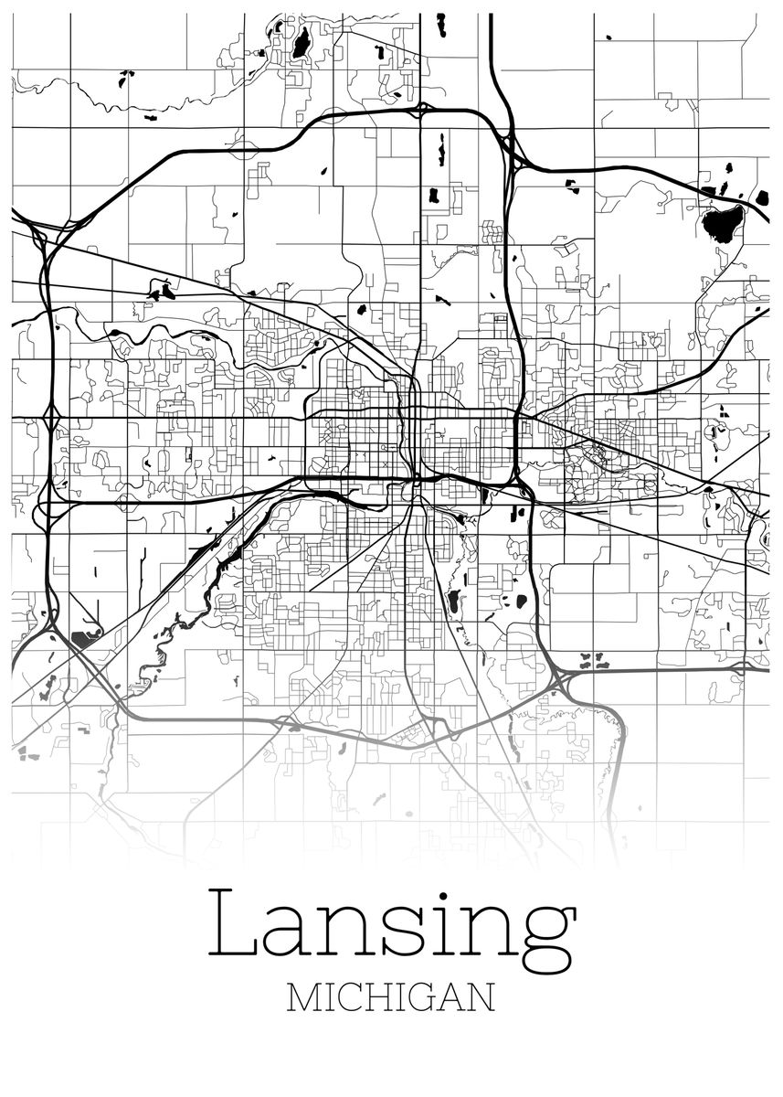 'Lansing Michigan city map' Poster by RelDesign | Displate