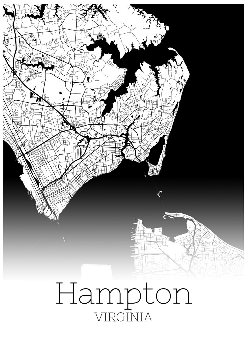 'Hampton Virginia city map' Poster by RelDesign Displate