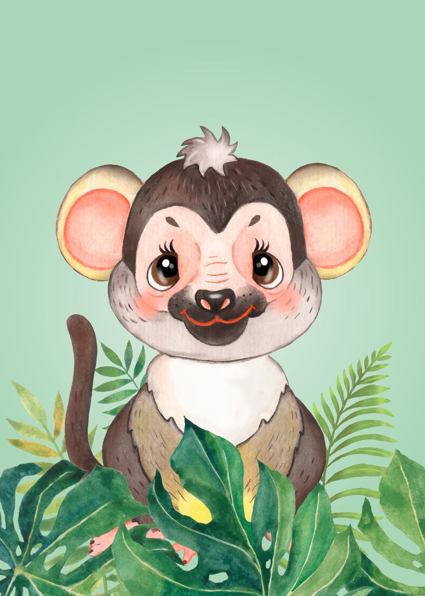 Baby Monkey Jungle Animal' Poster by Siiiiichfried Designs | Displate