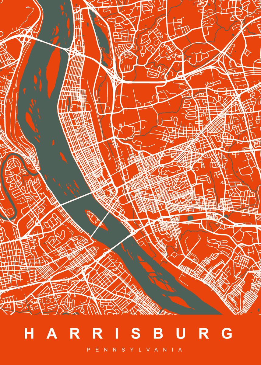 'HARRISBURG Art Map ' Poster By UrbanMaps | Displate