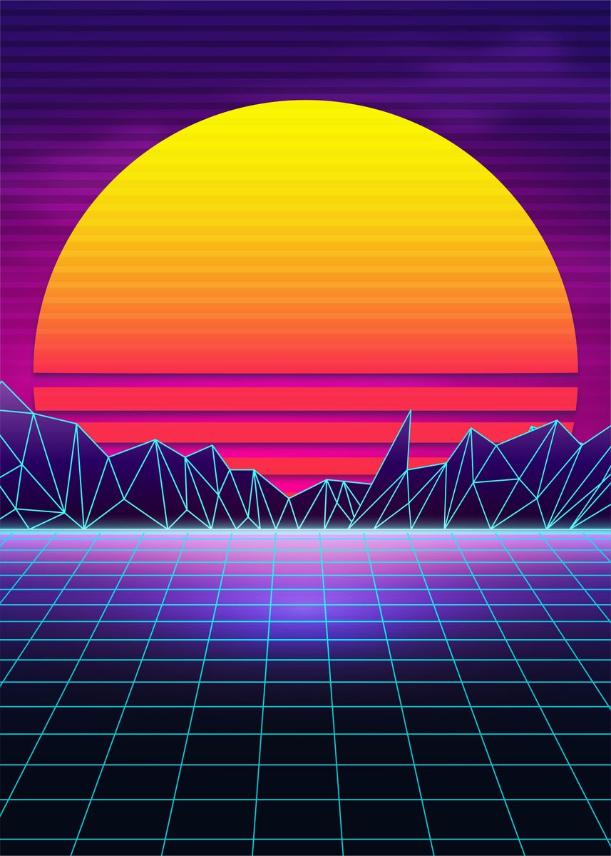 'Brazen Sunset Synthwave' Poster, picture, metal print, paint by EDM ...
