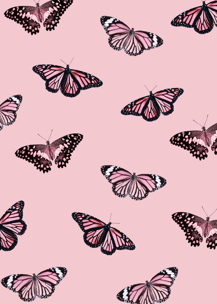 'Pink Butterfly' Poster, picture, metal print, paint by Haus and Hues ...