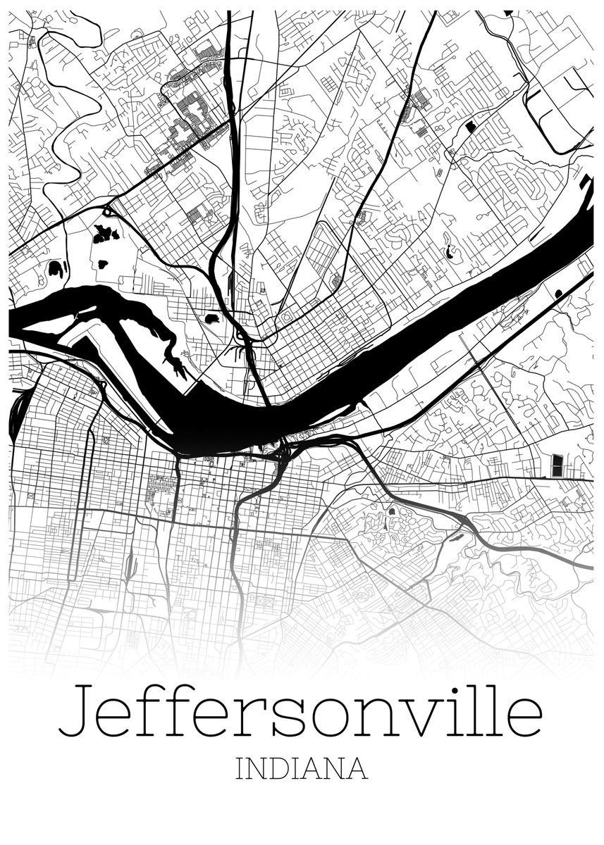 'Jeffersonville Indiana map' Poster, picture, metal print, paint by 