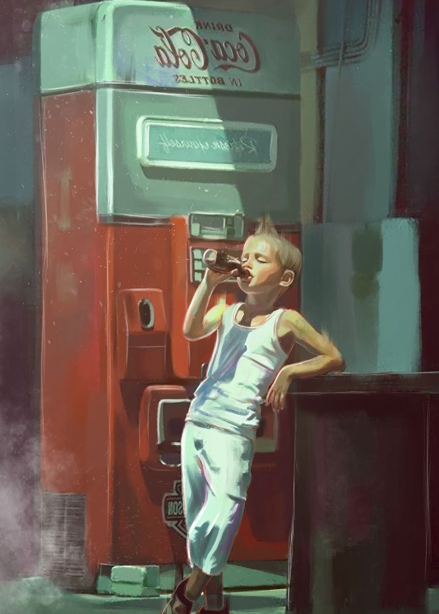 'Lil Coca Cola Boy' Poster, picture, metal print, paint by Gede Diva Displate 'Lil Coca Cola Boy' Poster, picture, metal print, paint by Gede Diva Displate