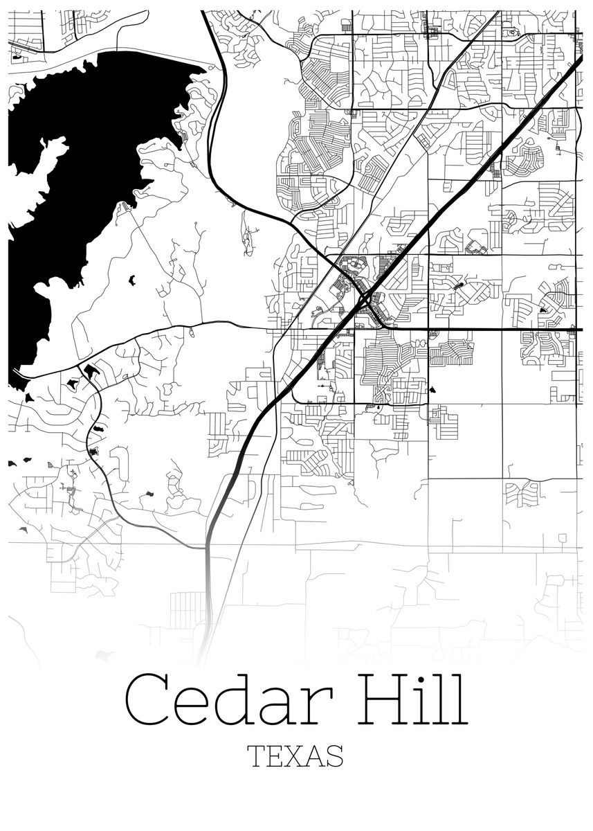 'Cedar Hill Texas city map' Poster by RelDesign Displate