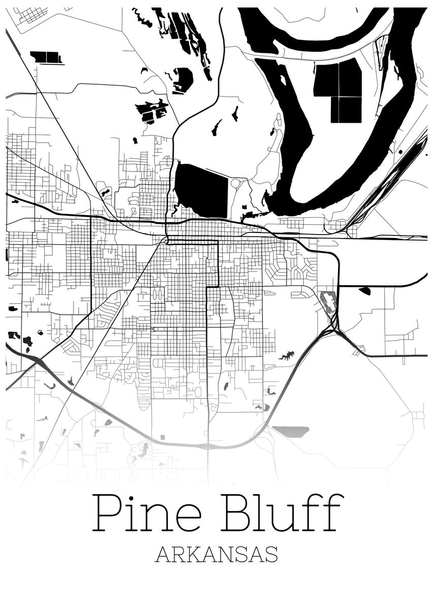 'Pine Bluff Arkansas map' Poster by RelDesign Displate