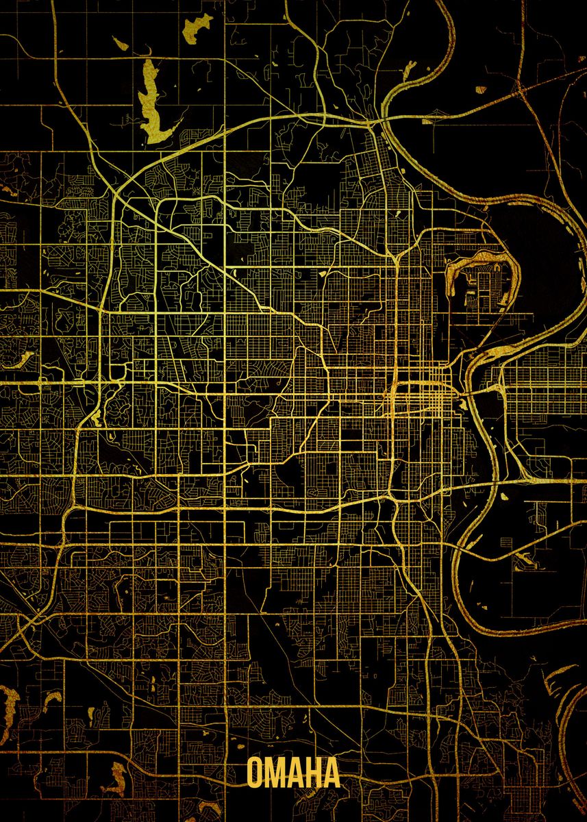 'Omaha gold map' Poster by Stefano Lunghi | Displate