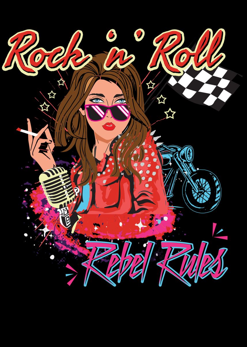 Rockn Roll Women Poster By Mrcolorup Displate