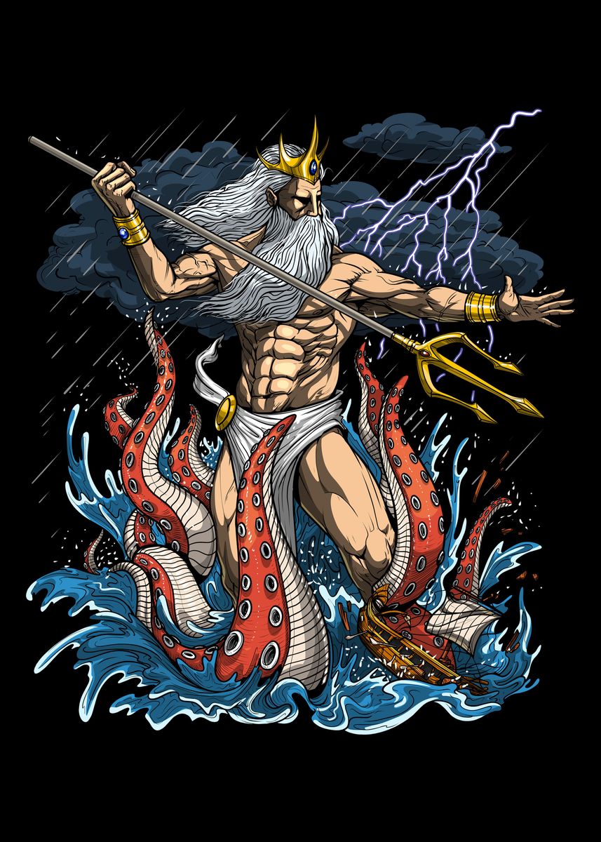 'Ancient Greek God Poseidon' Poster by Psychonautica | Displate