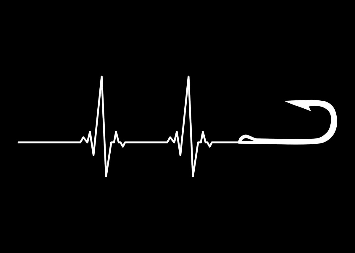 'Fishing hook heartbeat' Poster by Designzz Displate