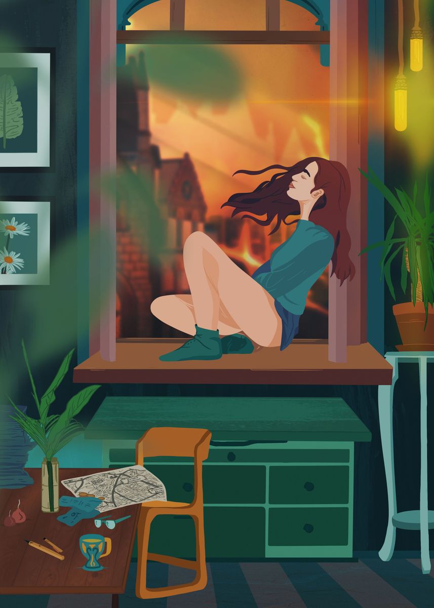 Girl on the Window' Poster by Aaki | Displate Girl on the Window' Poster by Aaki | Displate