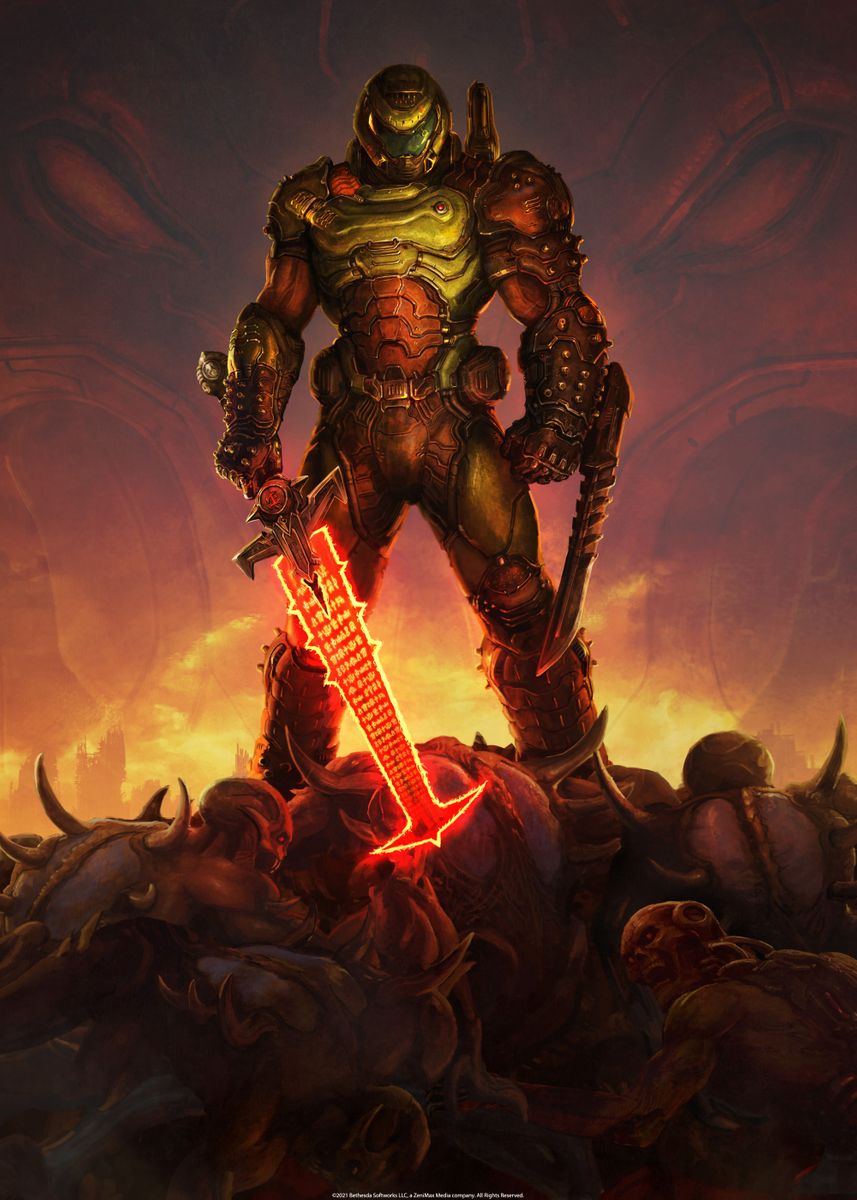 'The DOOM Slayer' Poster, picture, metal print, paint by DOOM Displate