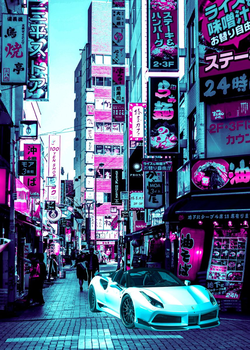 'Tokyo Car Neon 2077' Poster, picture, metal print, paint by Miracle ...