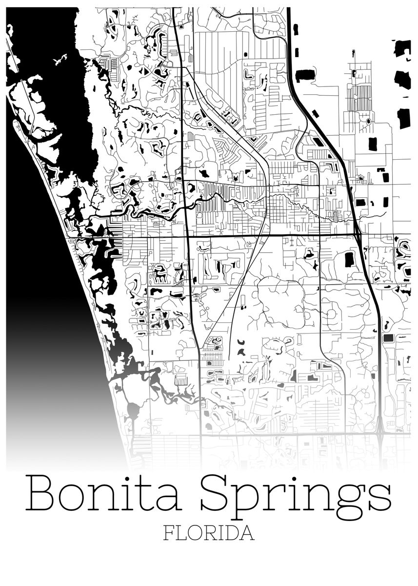 Bonita Springs Florida Map Poster By RelDesign Displate   12552c38183b4d1008cb0609e6a59b4e 8265798e228b56ebd49e6f8c6d10c7a7 