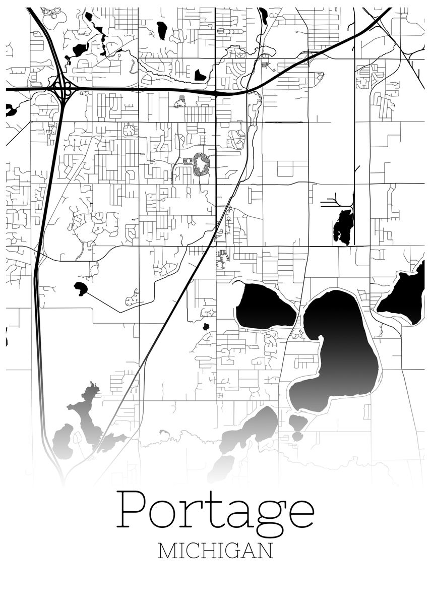 'Portage Michigan city map' Poster by RelDesign Displate