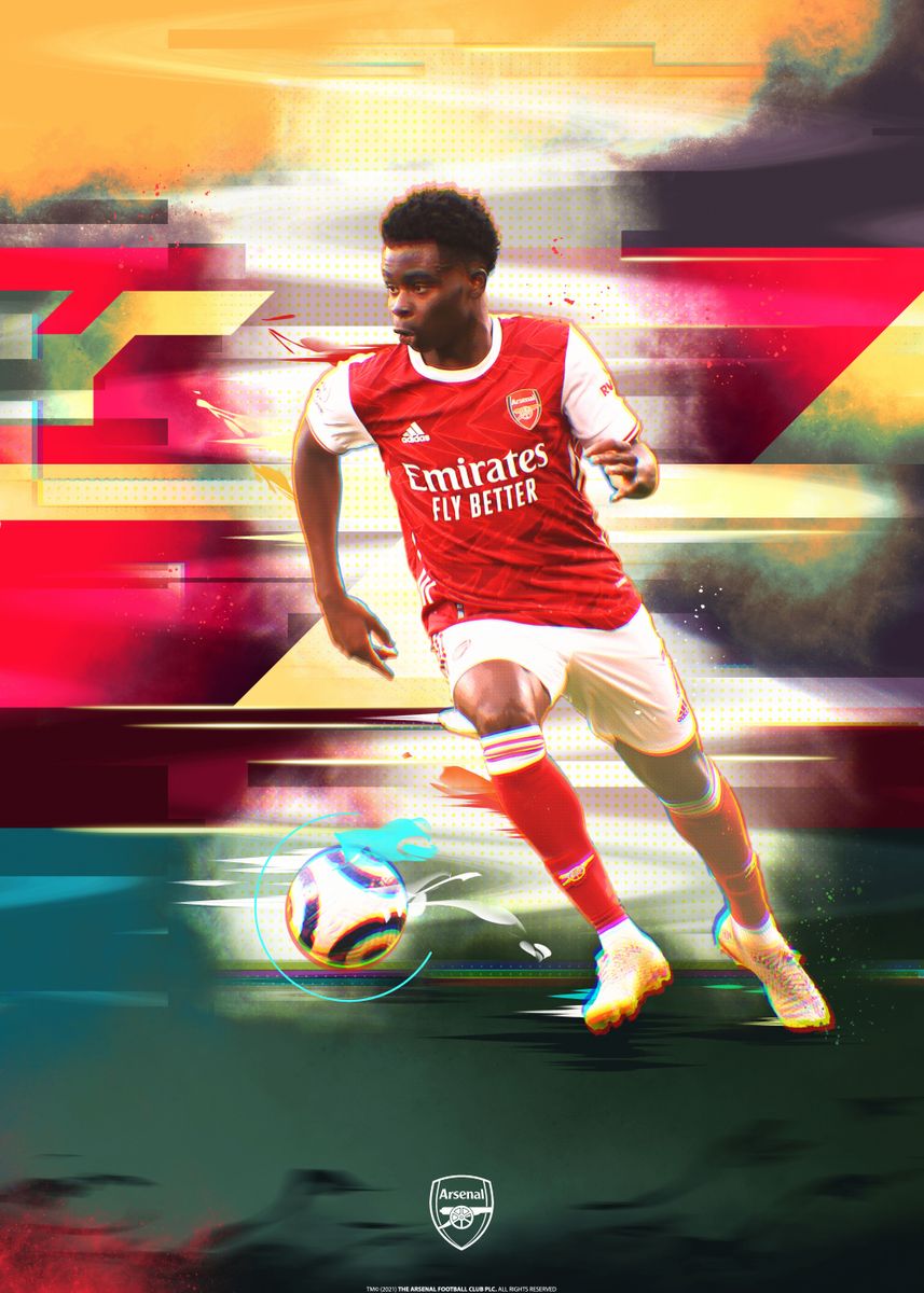 'Bukayo Saka' Poster, picture, metal print, paint by Arsenal | Displate