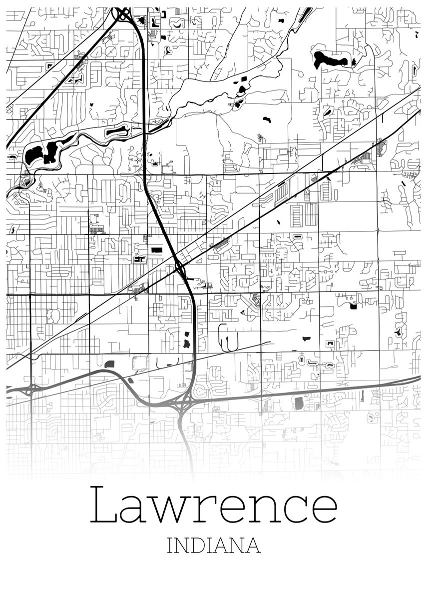 'Lawrence Indiana city map' Poster by RelDesign Displate