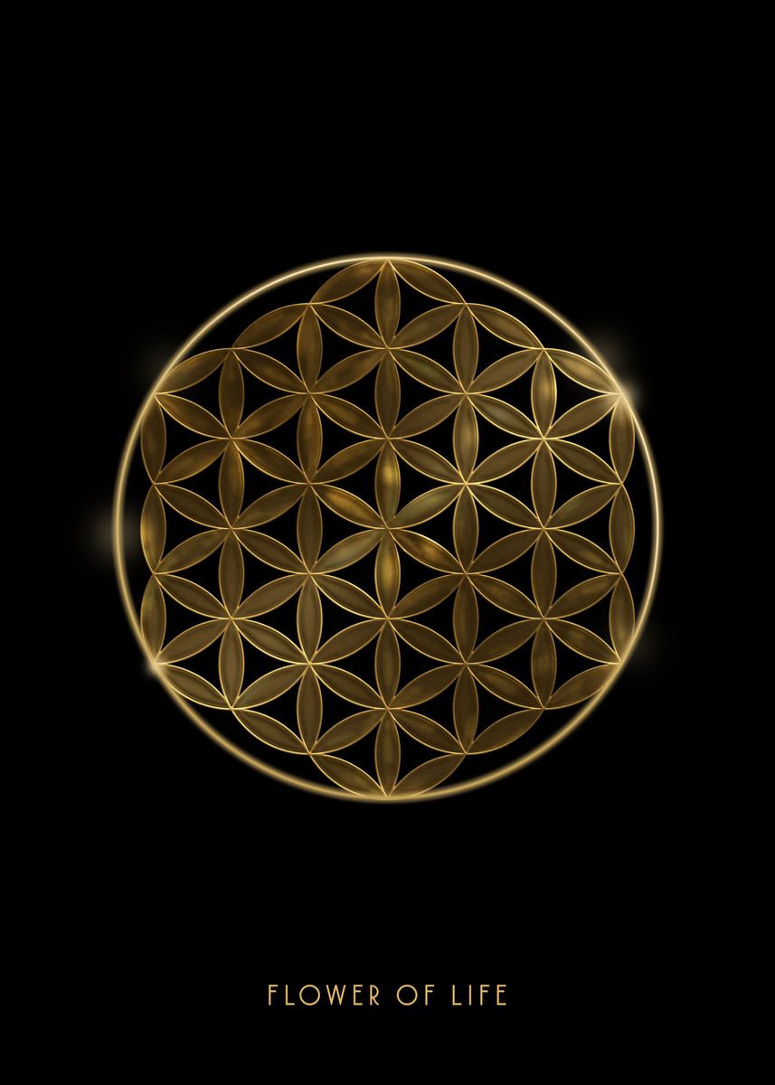 ‘Gold Flower of Life’ Poster, picture, metal print, paint by