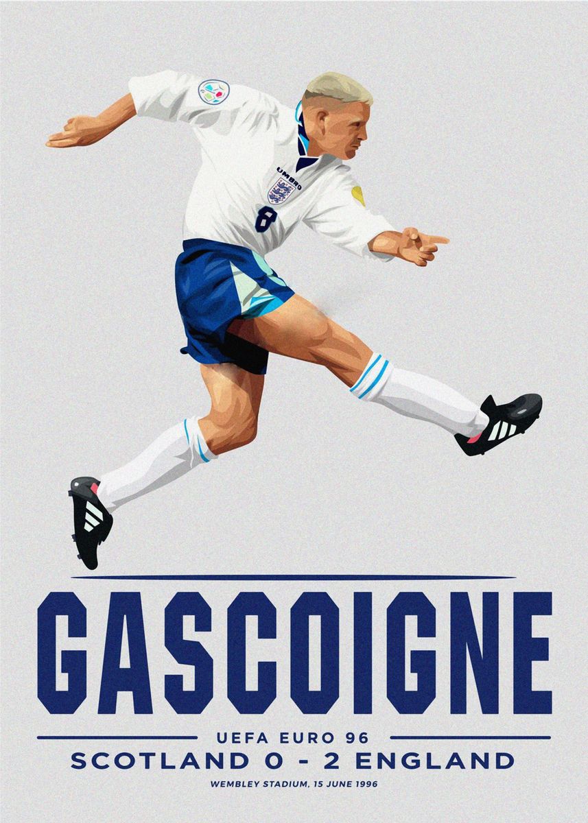 Vintage Poster Soccer Football UK Soccer Star Paul Gascoigne 
