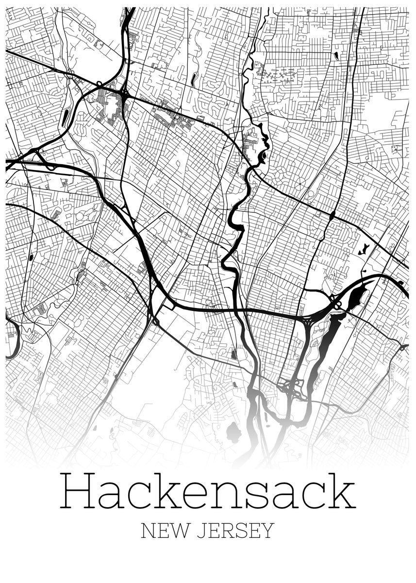 'Hackensack New Jersey map' Poster by RelDesign Displate