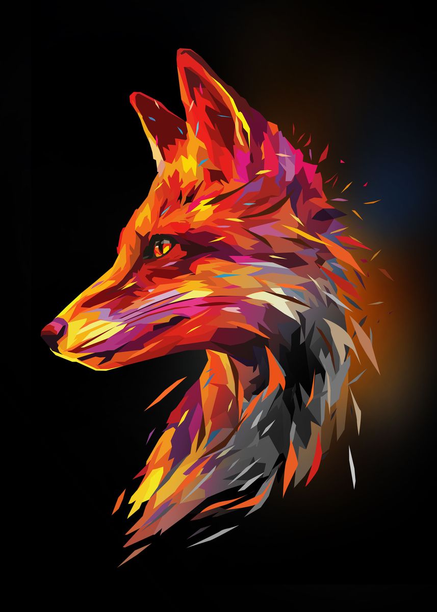 'Abstract Fox' Poster, picture, metal print, paint by pxlG | Displate