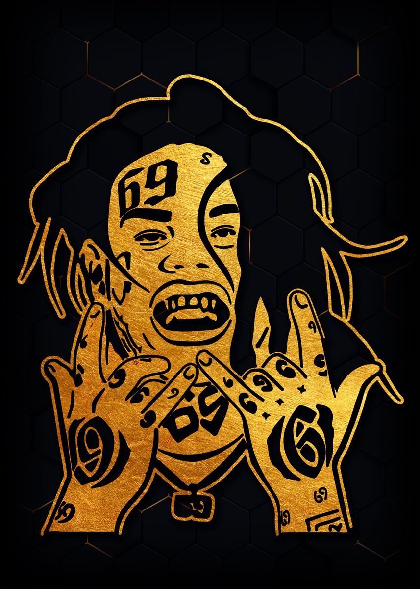 Six Nine Rapper Vector File '6ix9ine' Poster, picture, metal print, paint by Vincent Vorce | Displate