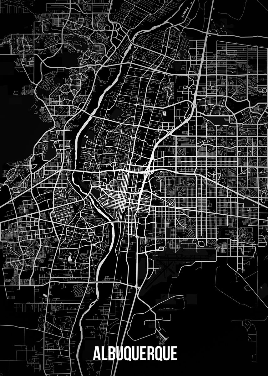 'Albuquerque dark map' Poster by Stefano Lunghi Displate