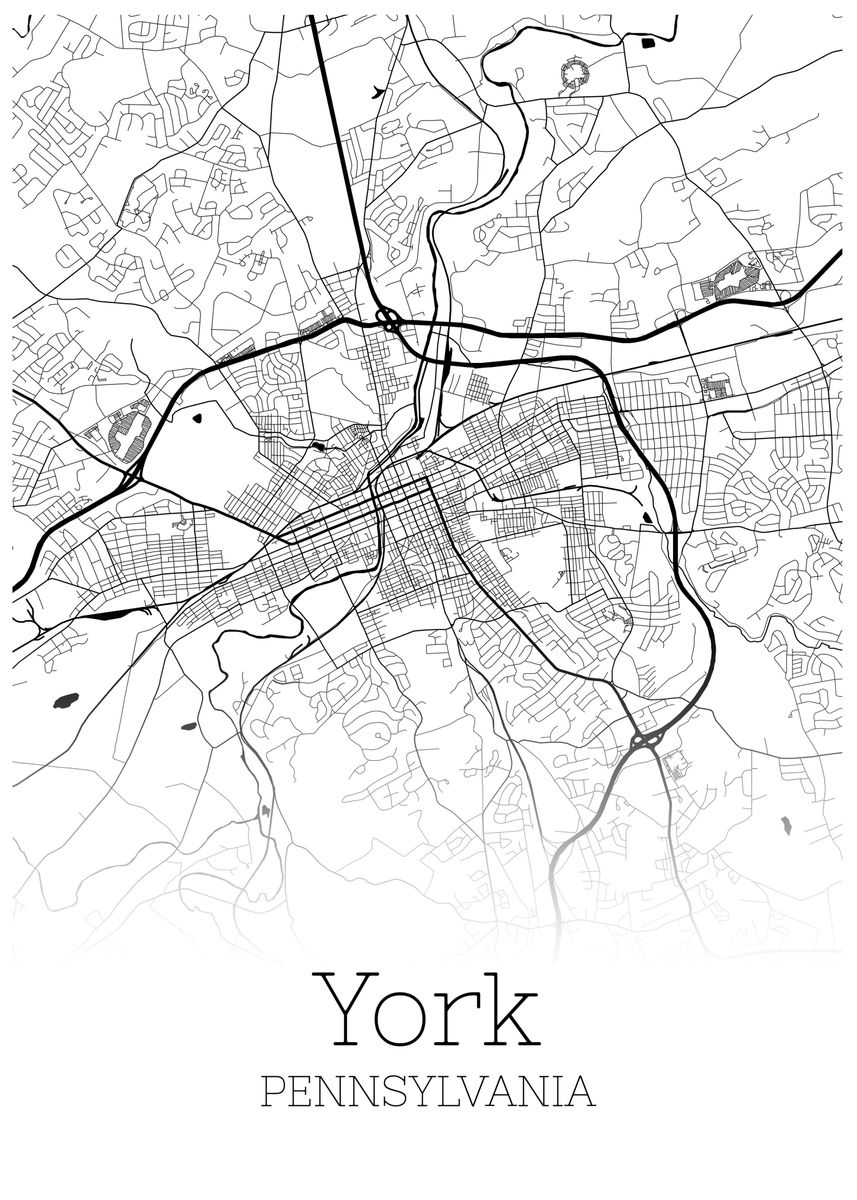 'York Pennsylvania city map' Poster by RelDesign Displate