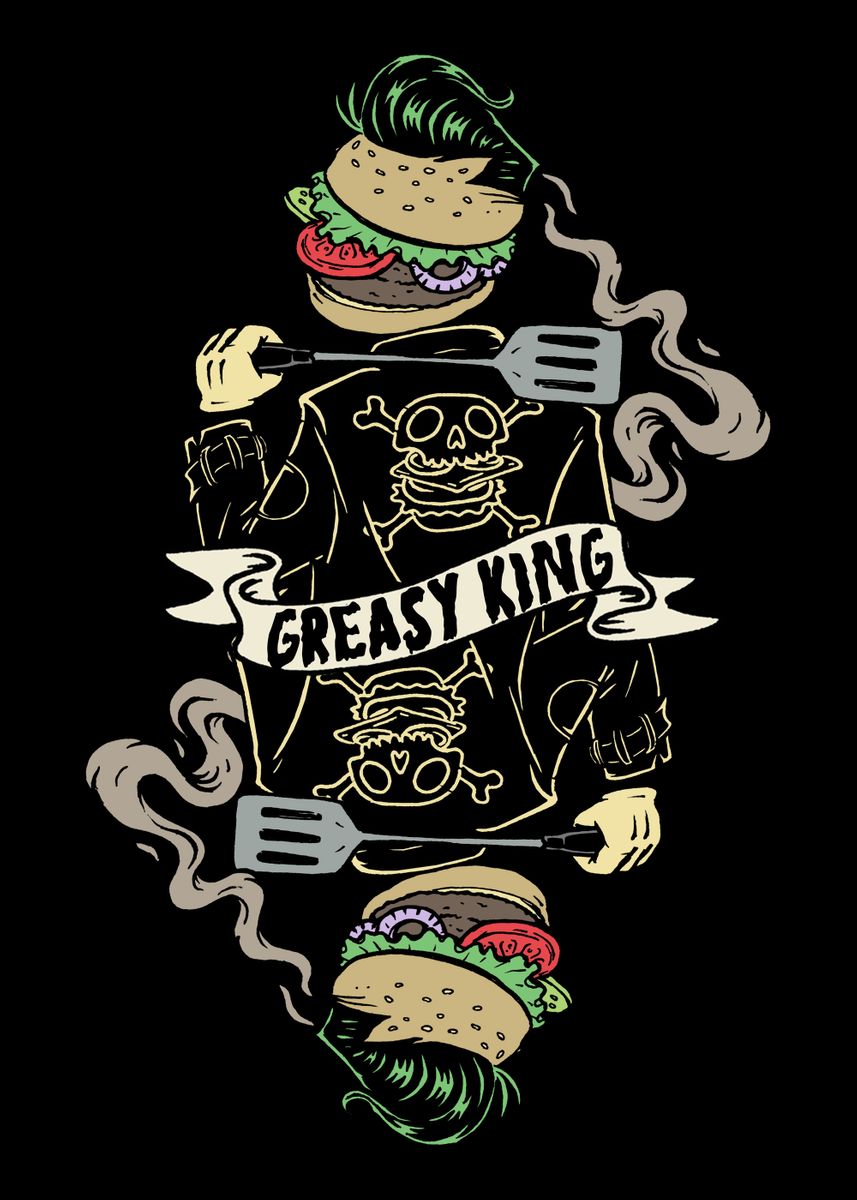 'Greasy King' Poster, picture, metal print, paint by Monsters and