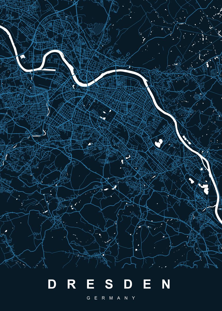 'DRESDEN City Map Germany' Poster, picture, metal print, paint by ...