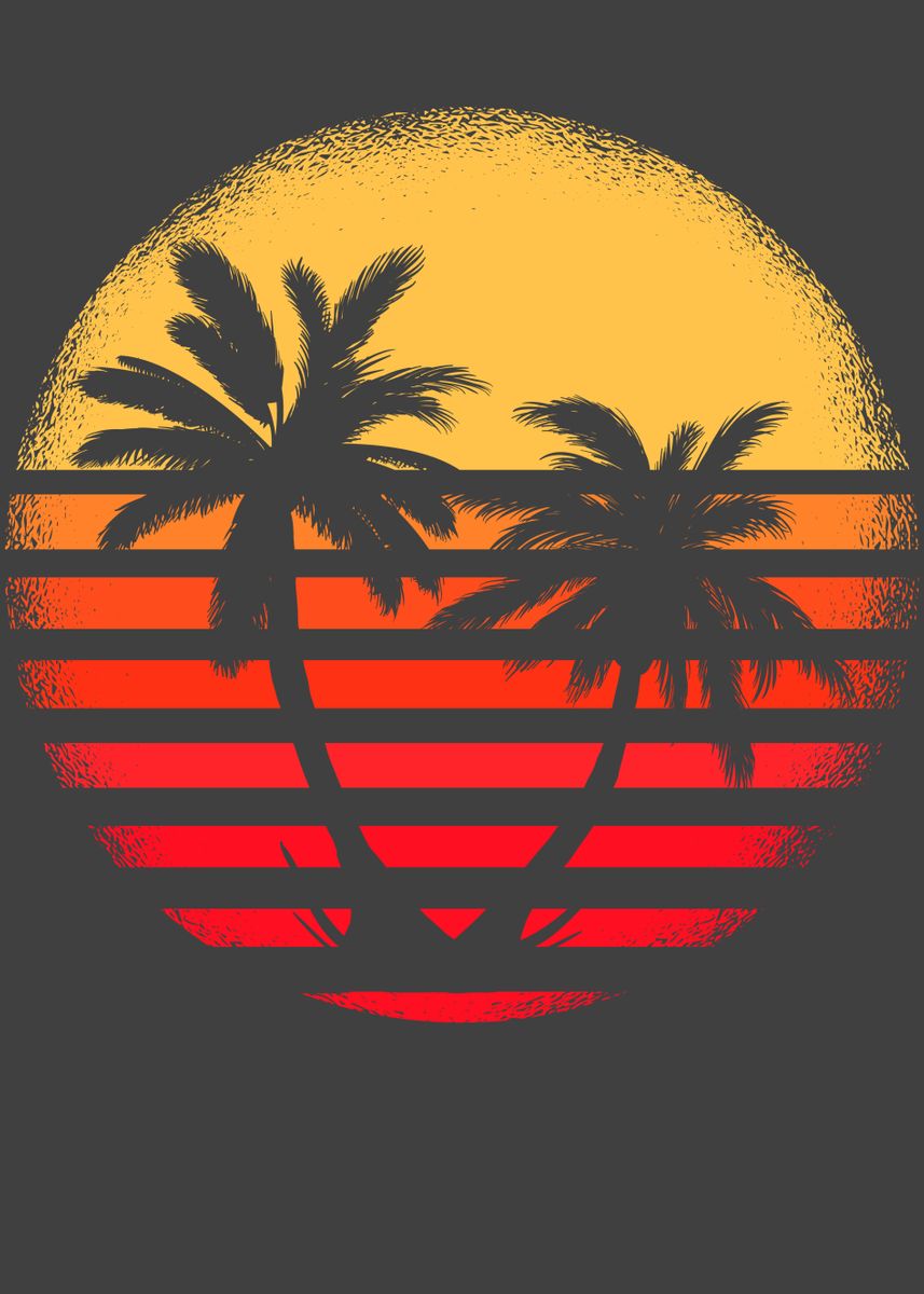 'Sunset Beach Palm Tree' Poster by MaximusDesigns | Displate