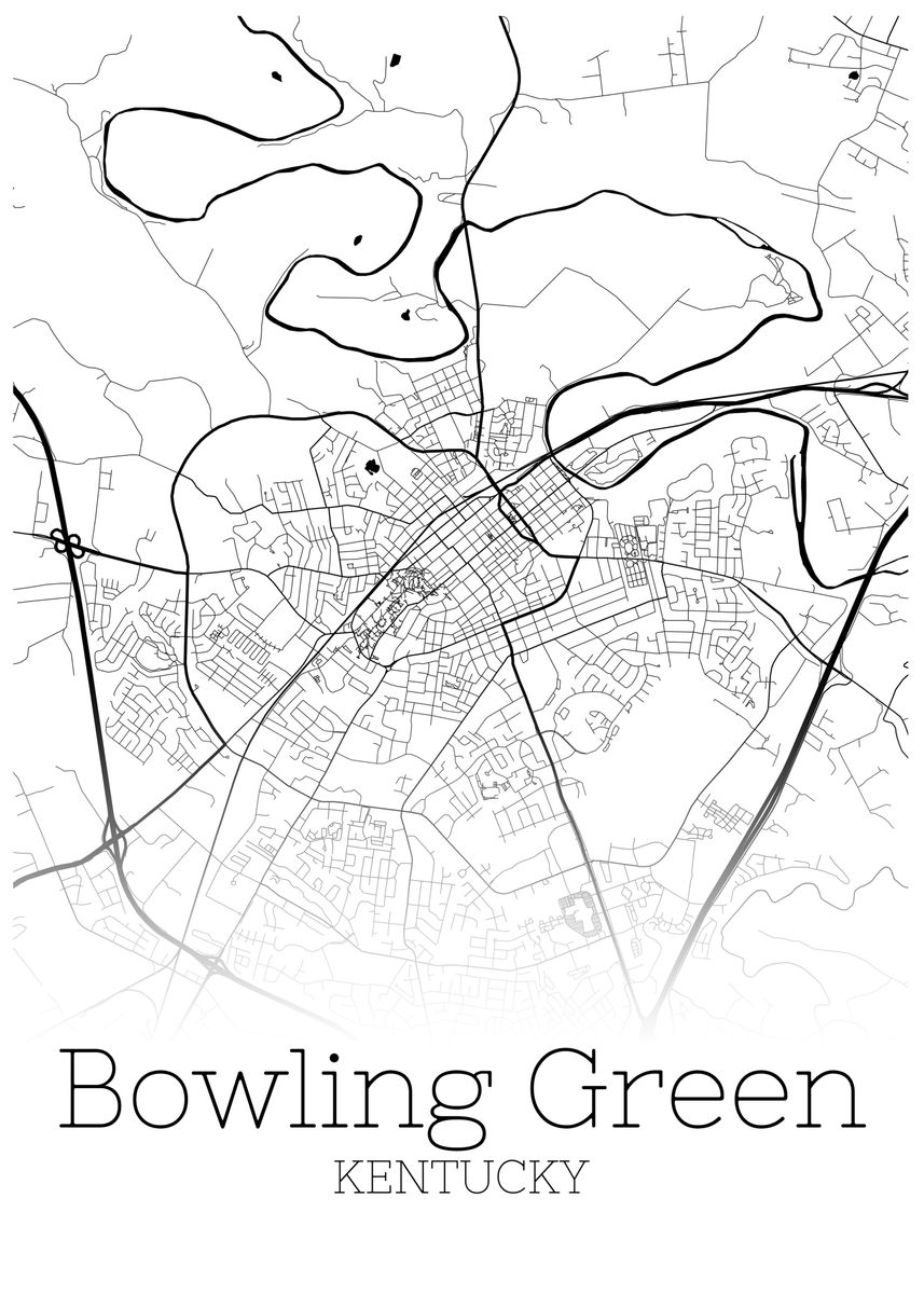 'Bowling Green Kentucky map' Poster by RelDesign Displate