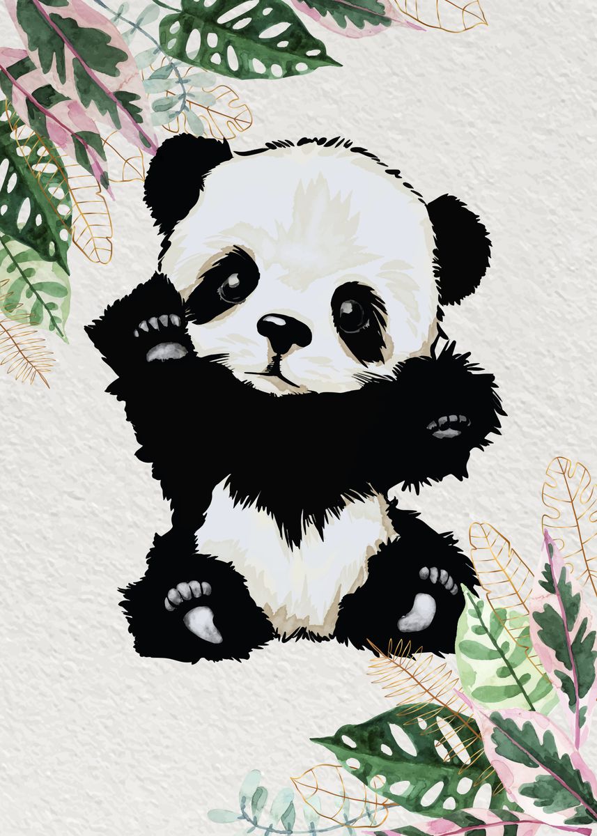 Cute Baby Panda Poster By Loutecrea Displate