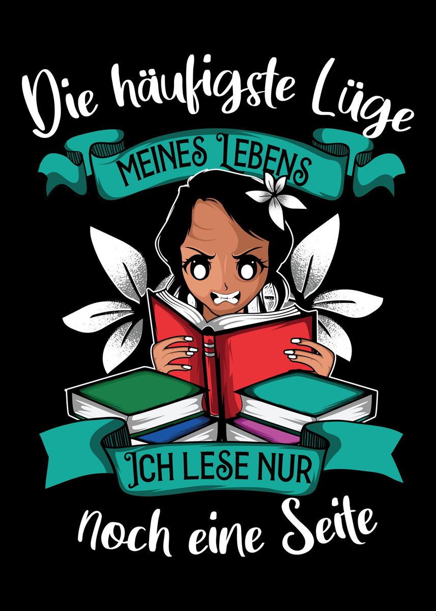 lesen Spruch' Poster, picture, metal print, paint by dvdesign