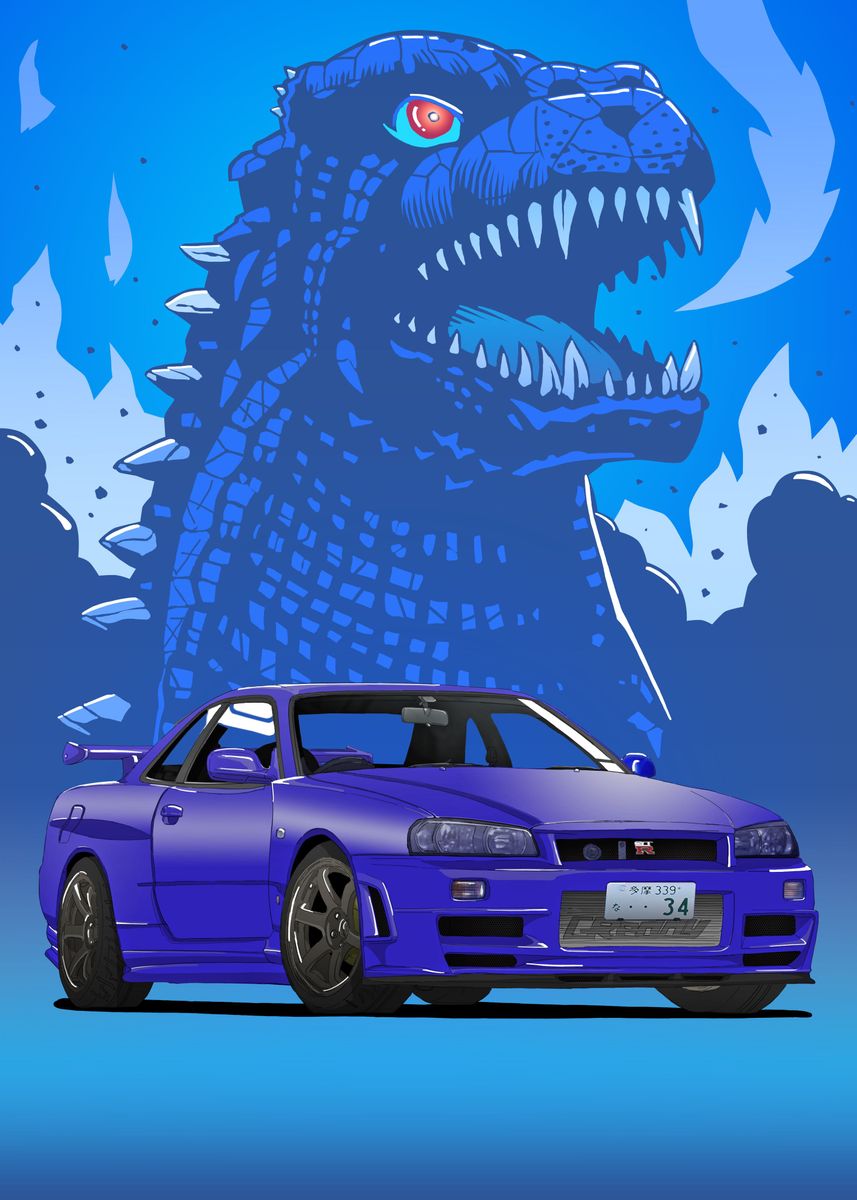 Gtr R34 Nissan Skyline Poster By Nd Fat Displate