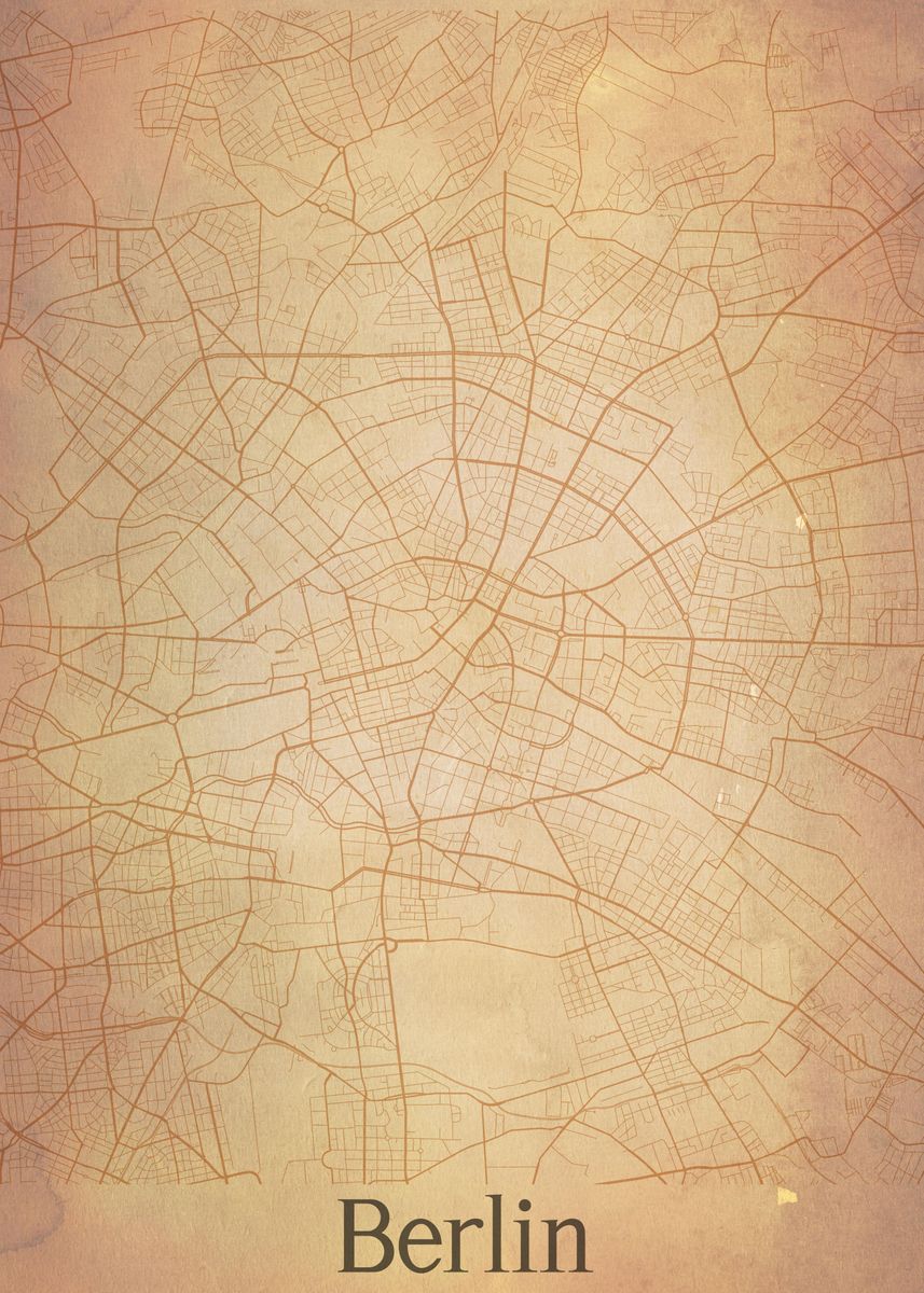 'Berlin Germany City Map' Poster, picture, metal print, paint by Tim ...