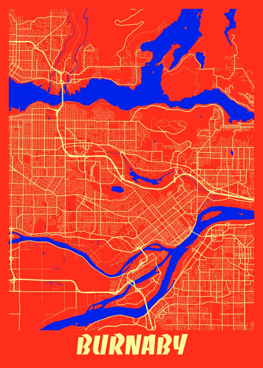 City Of Burnaby Map Burnaby Retro City Map' Poster By Tien Stencil | Displate