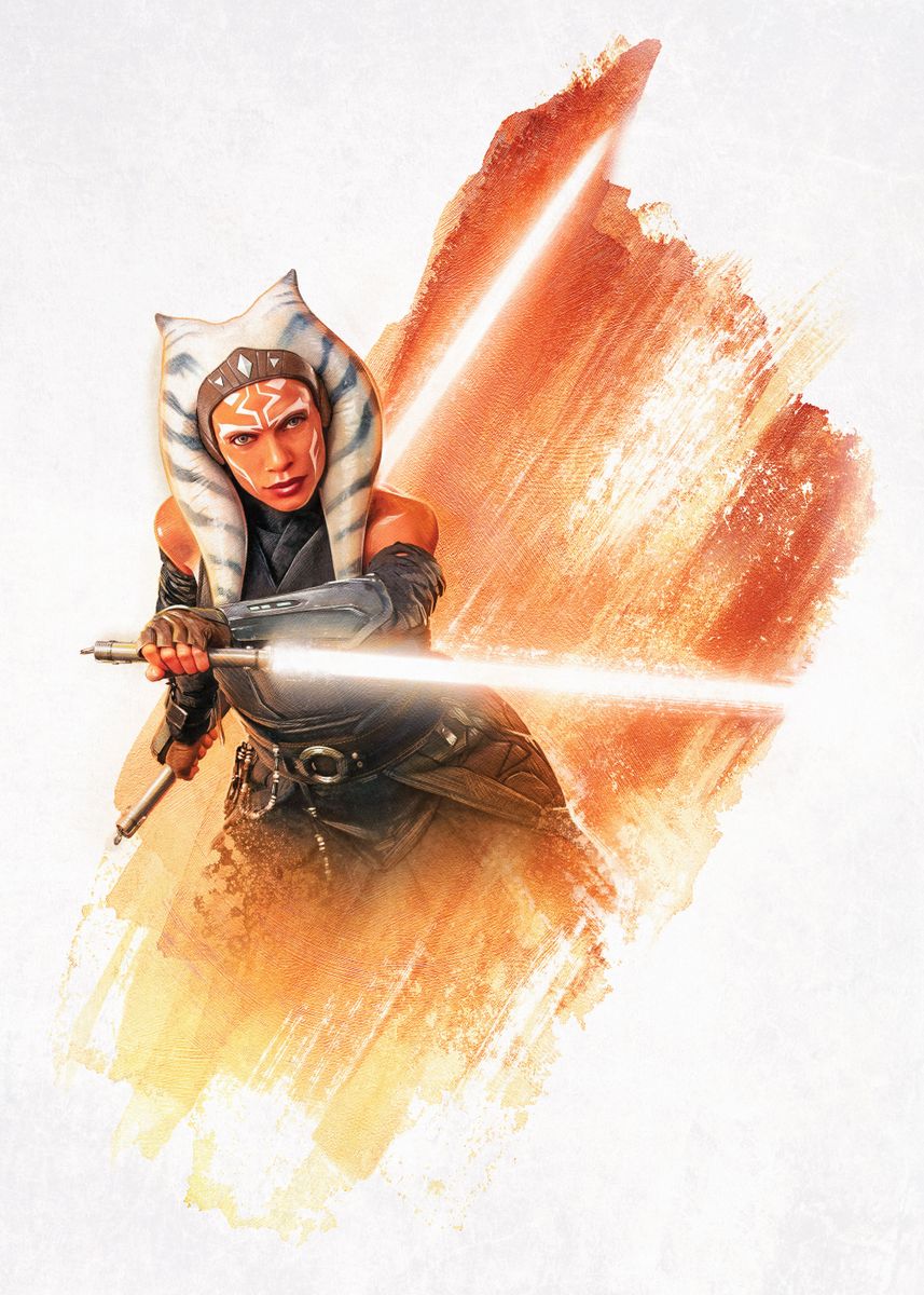 'Ahsoka Tano With Lightsaber' Poster, picture, metal print, paint by