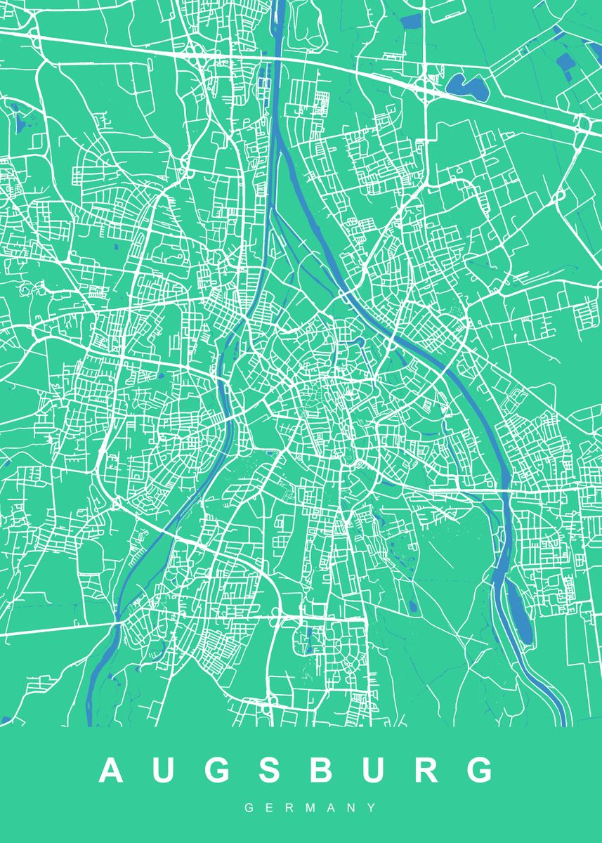 'AUGSBURG City Map Germany' Poster, picture, metal print, paint by