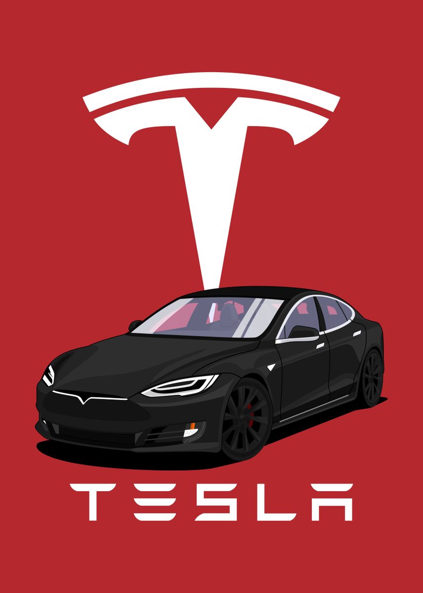 Poster for Sale mit Tesla Model 3 Schwarz von sugoishrimp
