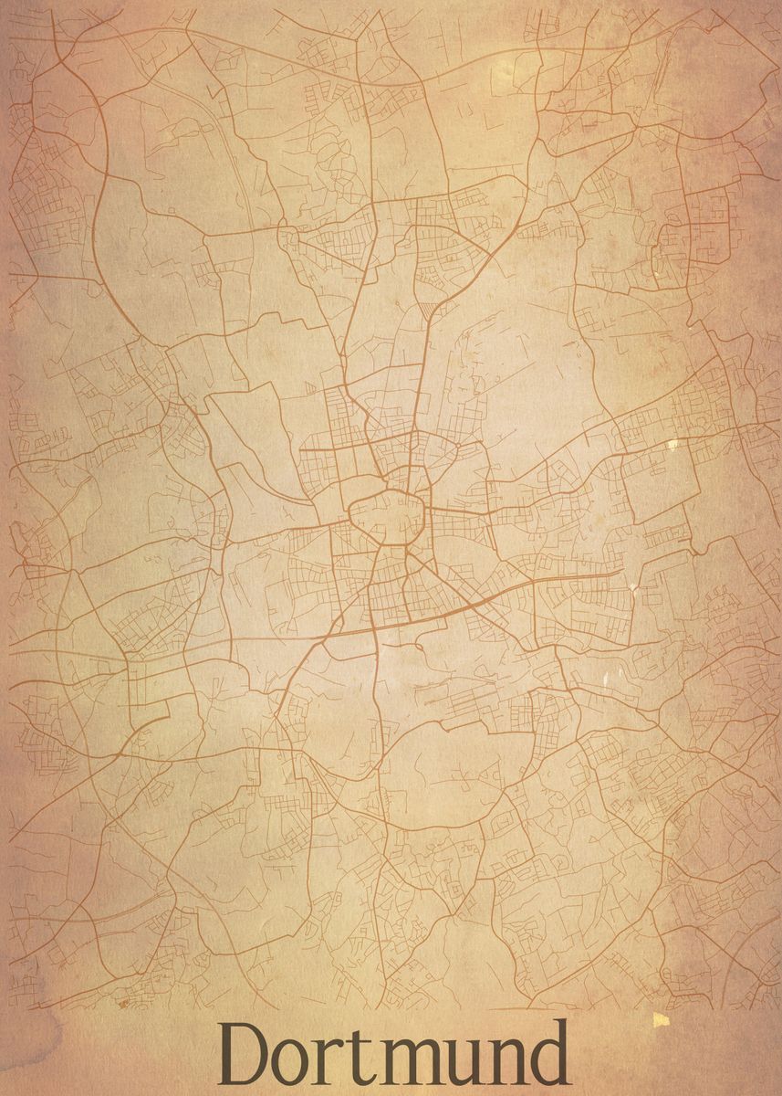 'Dortmund Germany City Map' Poster, picture, metal print, paint by Tim ...